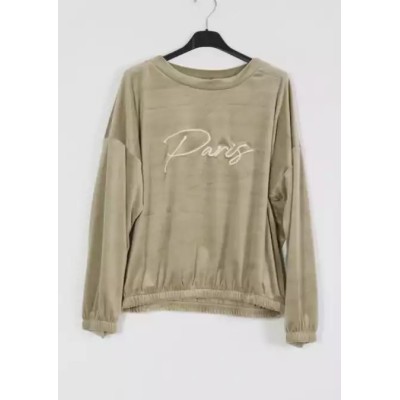 Sweat fashion Velours “Paris” beige TU