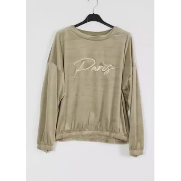 Sweat fashion Velours “Paris” beige TU