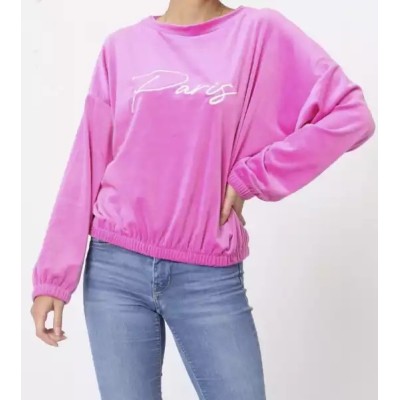 Sweat fashion Velours “Paris” fuchsia TU