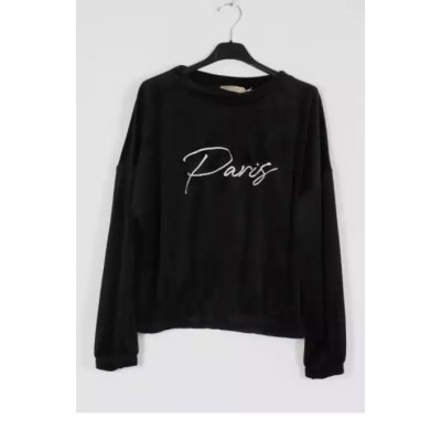 Sweat fashion Velours “Paris” noir TU