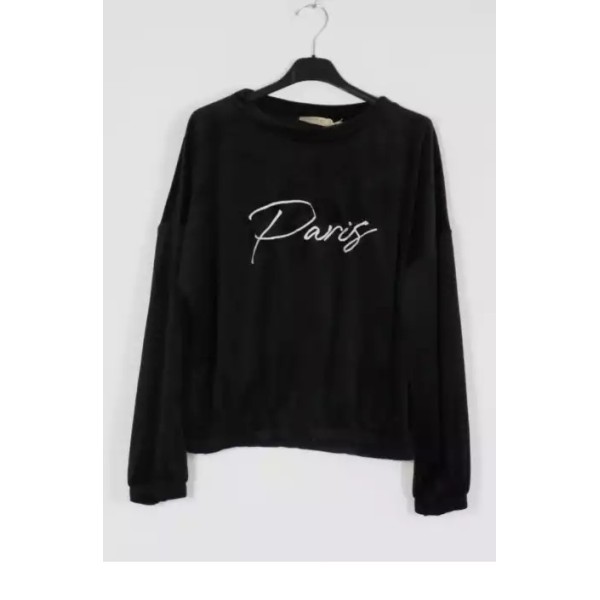 Sweat fashion Velours “Paris” noir TU