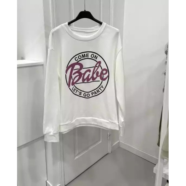 Sweat fashion “Babe” blanc TU
