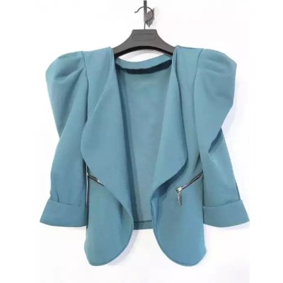 Blazer court à manches bouffantes turquoise TU Blazer court à manches bouffantes turquoise TU