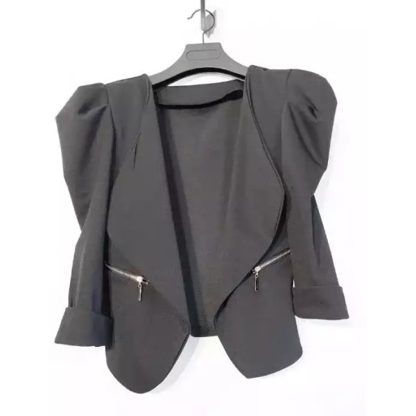 Blazer court à manches bouffantes noir TU