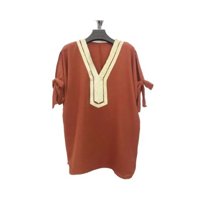 Blouse broderie à épaules dénudées rouille TU Blouse broderie à épaules dénudées rouille TU