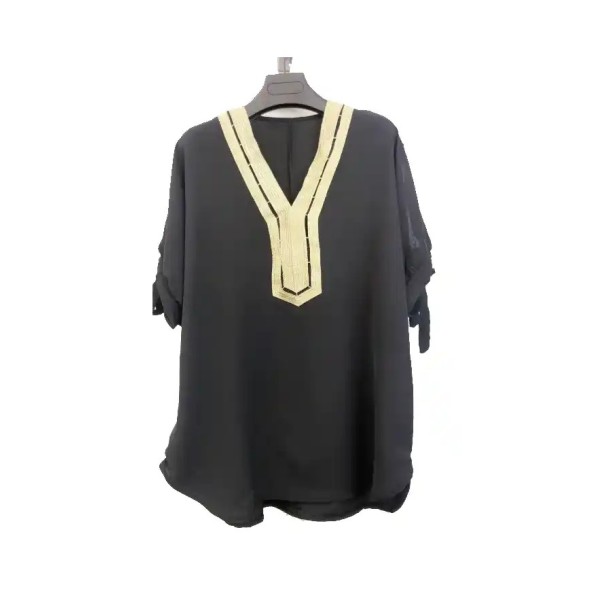 Blouse broderie à épaules dénudées noir TU