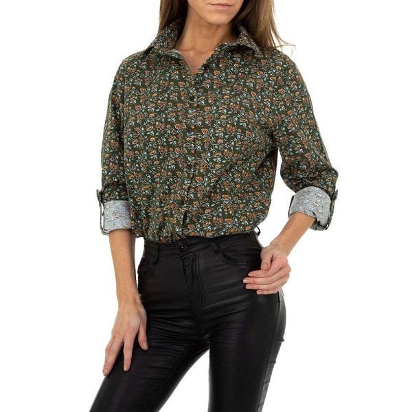Blouse Femme chemisier fleurs vert