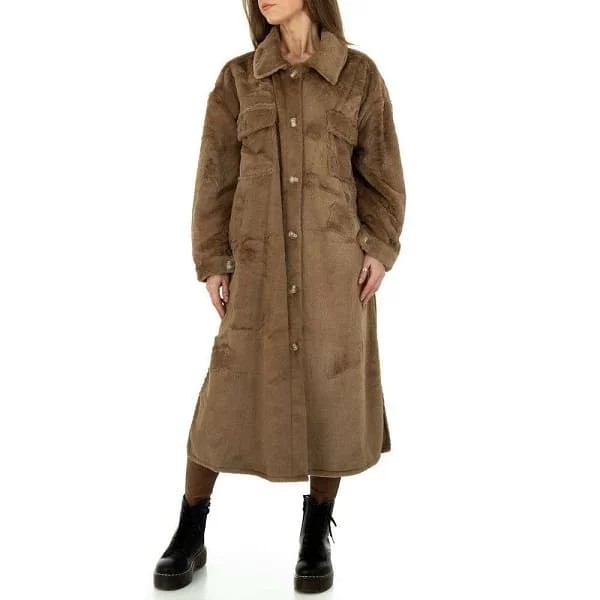Manteau Femme façon velours taupe – TU