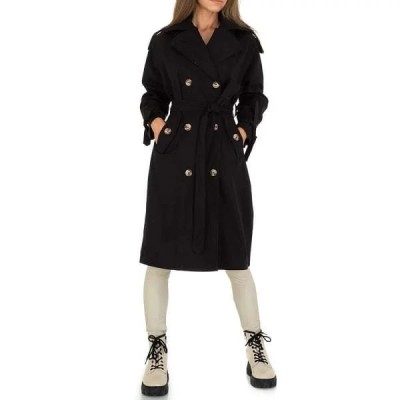 Manteau Femme long Trenchcoat noir – S Manteau Femme long Trenchcoat noir – S