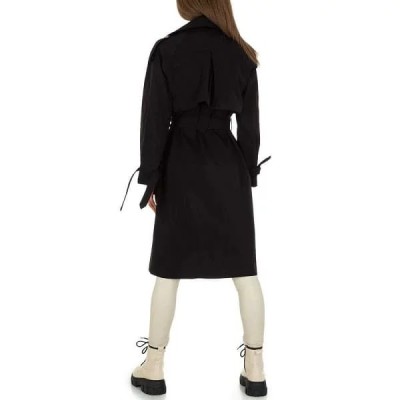 Manteau Femme long Trenchcoat noir – S Manteau Femme long Trenchcoat noir – S