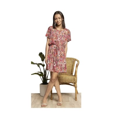 Tunique fluide tendance imprimée avec lacet rouge TU Tunique fluide tendance imprimée avec lacet rouge TU
