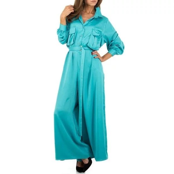 Combinaison Femme taille haute ample turquoise – L