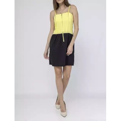 Robe bicolore à fermeture éclaire jaune M