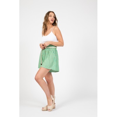 Short imprimé ceinture corde vert TU