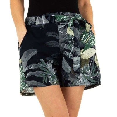 Short Femme taille haute fleuri avec ceinture BLEU S/M