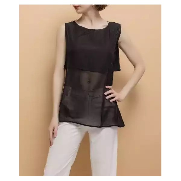 Top fashion Bi-matière noir Taille S/M