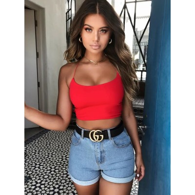 Débardeur sexy moulant sans manches court dos nu lacet taille M
