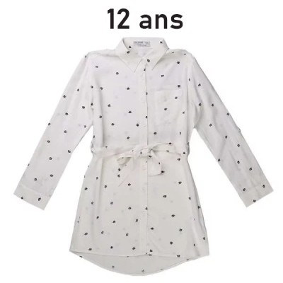 Robe enfant type chemise petit pois blanc – 152