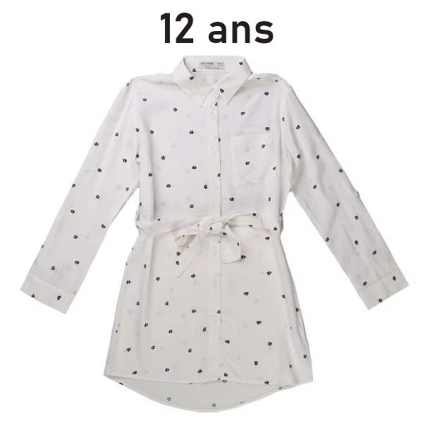 Robe enfant type chemise petit pois blanc – 152