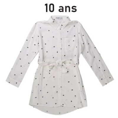 Robe enfant type chemise petit pois blanc – 140
