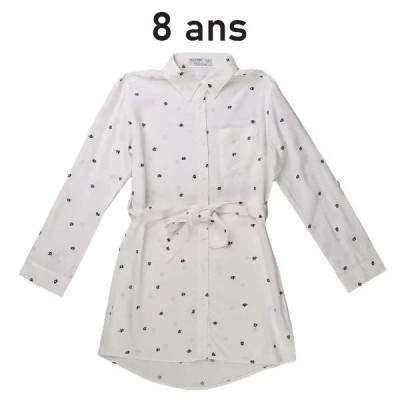 Robe enfant type chemise petit pois blanc – 128