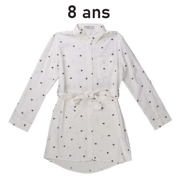 Robe enfant type chemise petit pois blanc – 128