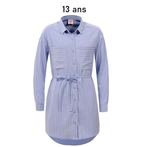 Robe enfant type chemise rayures bleu – 158
