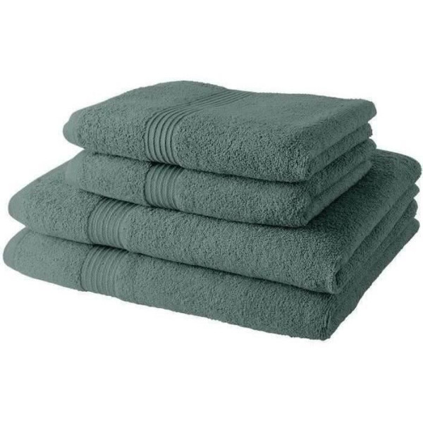 2 Serviettes de bain TODAY 50x90  2 Draps de bain 70x130 cm 100% Coton - Celadon