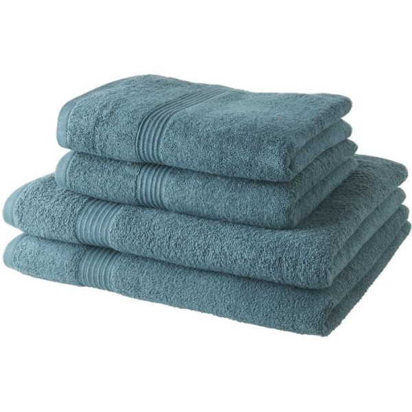 2 Serviettes de bain TODAY 50x90  2 Draps de bain 70x130 cm 100% Coton - Paon