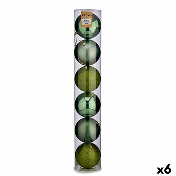Lot de boules de Noël Vert Plastique Ø 12 cm (6 Unités)