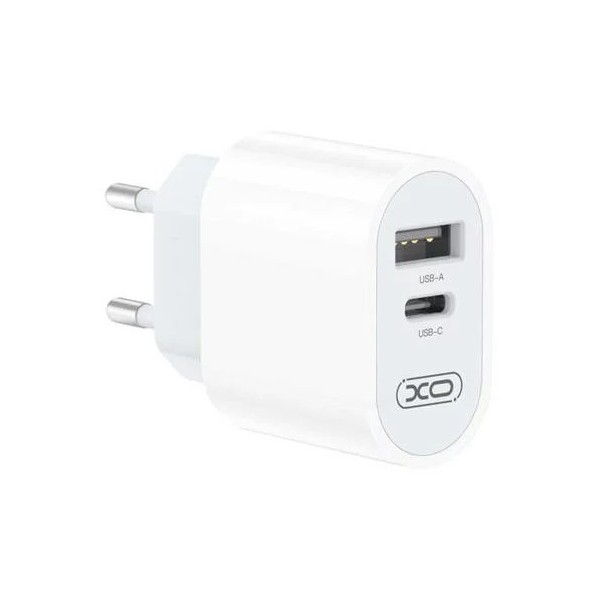Chargeur mural XO L97, 1x USB, USB-C Blanc