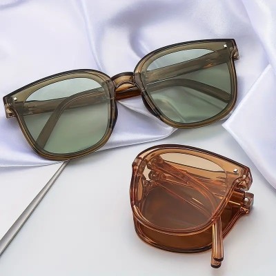 Lunettes de soleil Mixte à monture carrée pliable UV400 marron Lunettes de soleil Mixte à monture carrée pliable UV400 marron