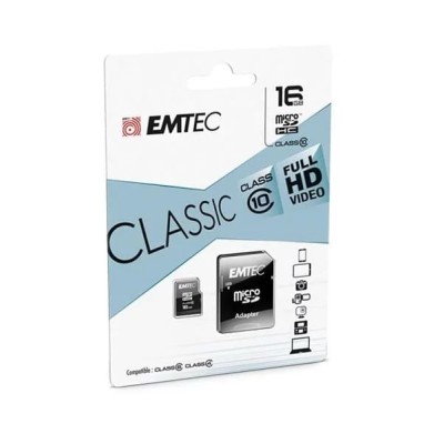 Micro SDHC 16Go EMTEC +Adaptateur CL10 CLASSIC Micro SDHC 16Go EMTEC +Adaptateur CL10 CLASSIC