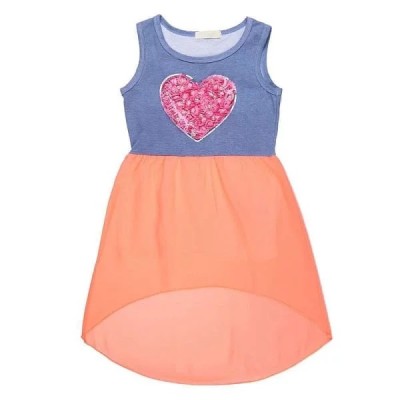 Robe enfant voile léger cœur coral