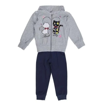 Ensemble Enfant 3P sweat capuche back way cat grey