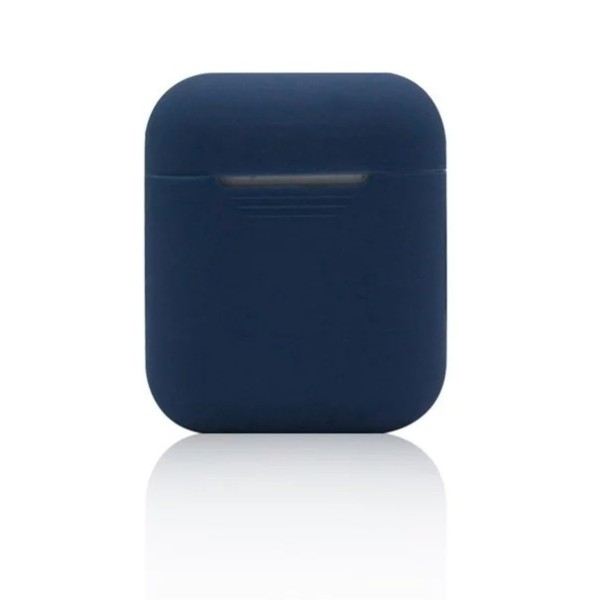 Etui de couleur unie silicone transparent pour AirPods 1-2 Bleu foncé