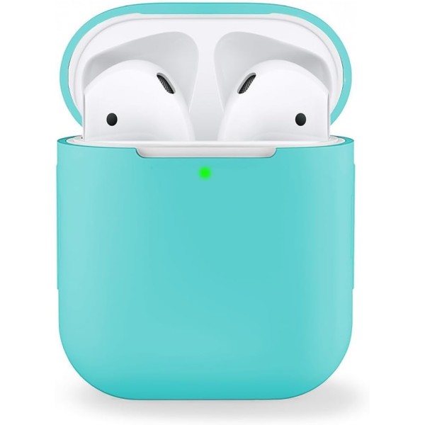 Etui de couleur unie silicone transparent pour AirPods 1-2 Turquoise