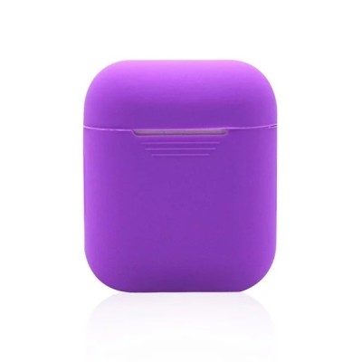 Etui de couleur unie silicone transparent pour AirPods 1-2 Violet
