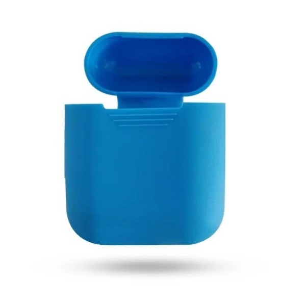 Etui de couleur unie silicone transparent pour AirPods 1-2 Bleu