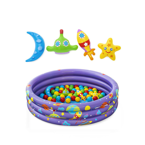 Bestway Piscine Gonflable Enfantine 3 Anneaux avec Balles 102x25 cm 2 Ans Intérieur et Jardin 52466