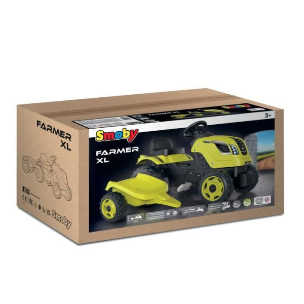 Tracteur a pédales Smoby Farmer XL  Remorque - Vert