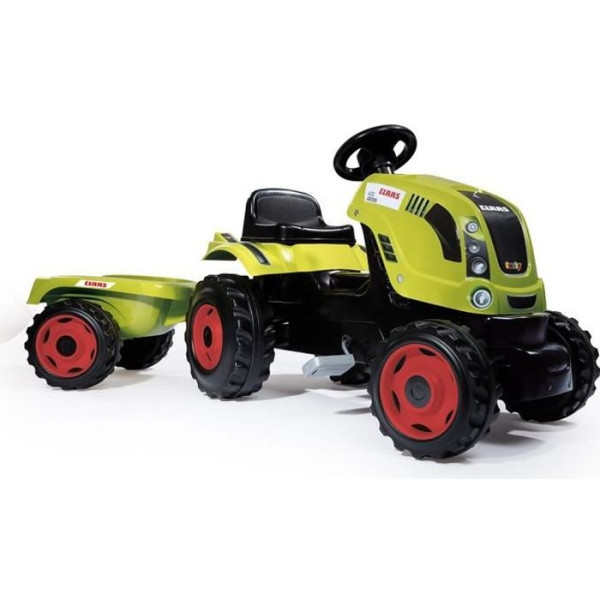 Tracteur a pédales Farmer XL  Remorque - SMOBY - CLAAS - Siege ajustable - Capot ouvrant - Vert