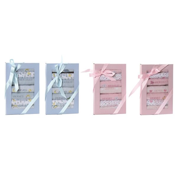 Ensemble de Bavoirs Home ESPRIT Bleu Rose Coton 19 x 29 x 3 cm (4 Unités)