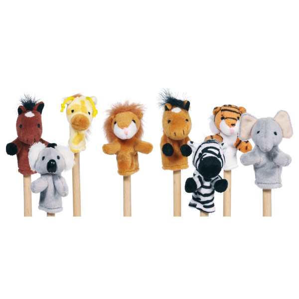 Lot de 8 Marionnettes à doigt animaux sauvages