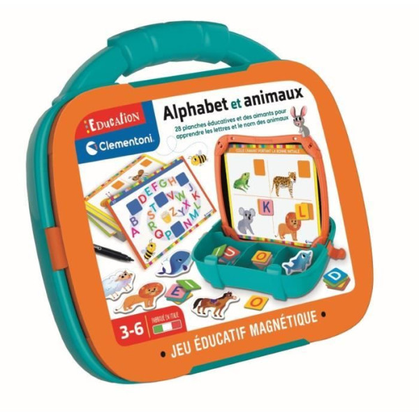 Mallette Lettres  Animaux magnétiques - Clementoni - Des 3 ans - Multicolore - Intérieur