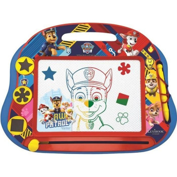 PAT' PATROUILLE - Ardoise magique format A5 avec accessoires magnétiques pour dessiner en couleurs - LEXIBOOK