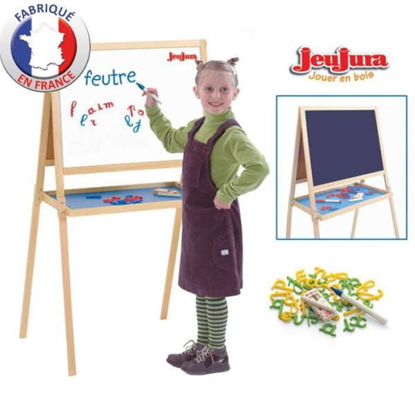 Jeujura - Tableau Double face Créatifs en Bois (craies  feutres)