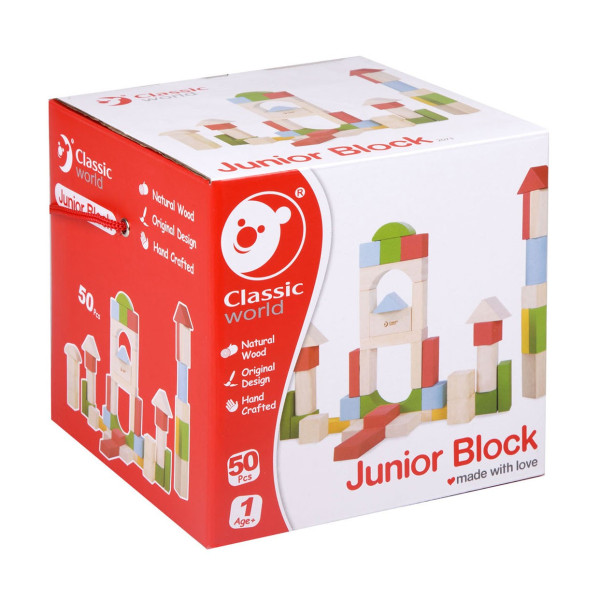 Classic World Wooden Blocks Junior, 50dlg.