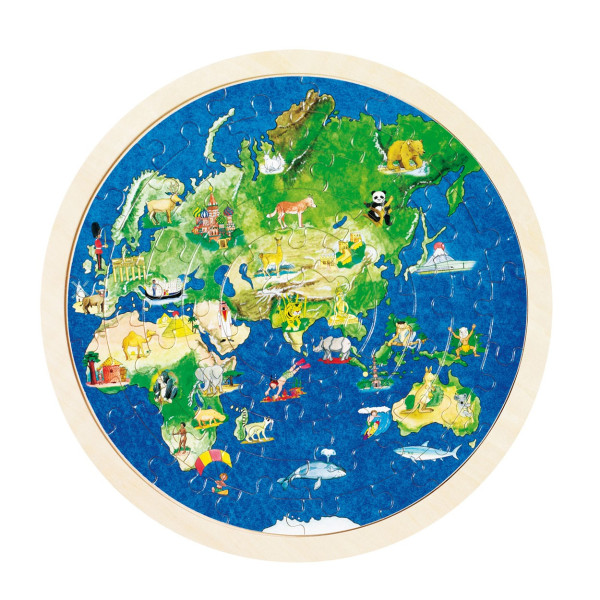 Double-sided wooden puzzle-globe, 57st.