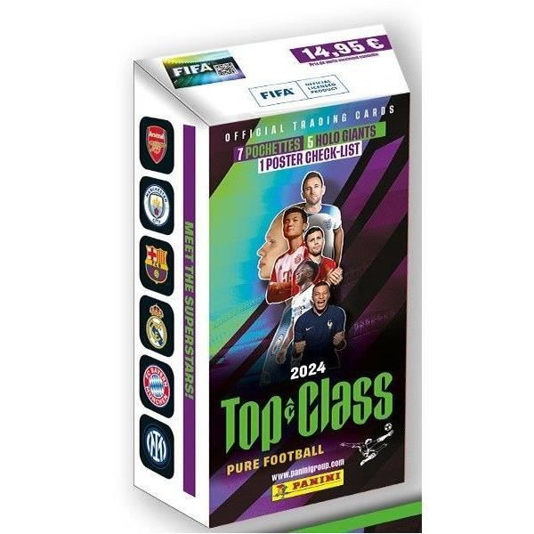 Box de Stickers - PANINI - TOP CLASS FIFA 2024 TC - 7 pochettes de 8 cartes  5 hologiants  1 poster